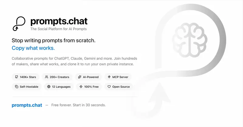 prompts.chat: крупнейшая open-source библиотека AI-промптов