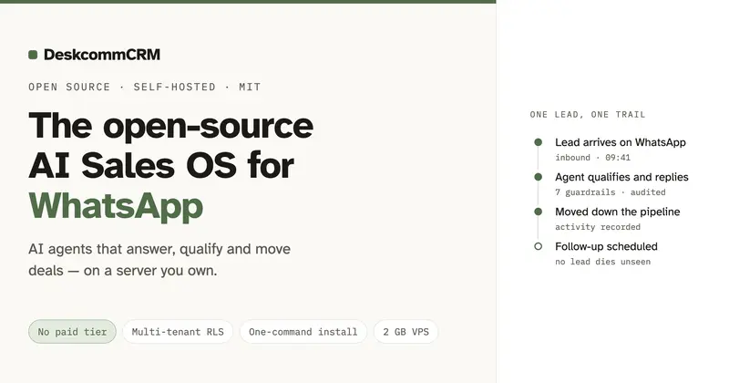 DeskcommCRM: open-source AI CRM для продаж в WhatsApp